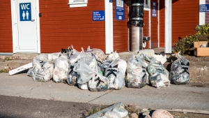 HALVTIME FOR HAVET: Du skal ikke bruke lang tid med plukking av søppel før søppelsekkene fylles opp.
